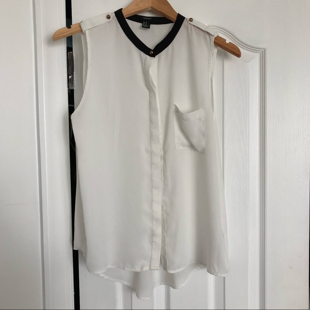 Forever 21 Sheer Armless Button Up